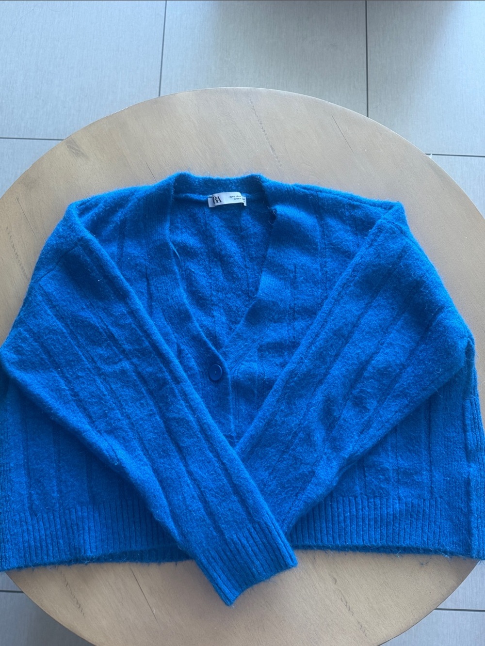 Blue cropped  V-Neck Cozy Cardigan Sweater